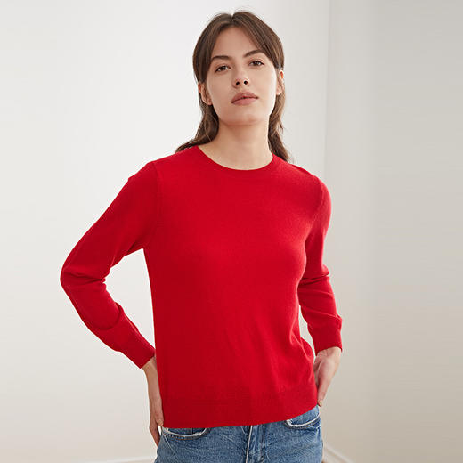 METTE羊绒世家21年早春新品女士100%山羊绒衫内搭圆领针织薄毛衣 商品图5