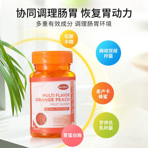 【新西兰进口】Norvikon麦卢卡蜂蜜软糖缓解胃部不适养护胃粘膜提升胃动力真果汁浓缩好口感无负担，60粒/瓶 商品图1