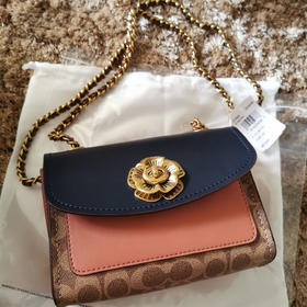 Coach parker18cm 蓝皮/啡花