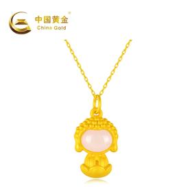 【品牌授权】宝宝佛-古法银镶玉吊坠（送S925银链）