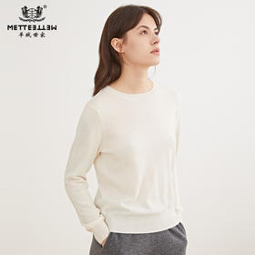 METTE羊绒世家21年早春新品女士100%山羊绒衫内搭圆领针织薄毛衣