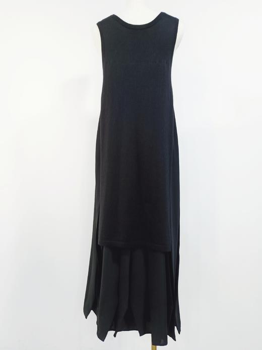 OFFiNG 羊绒拼接百褶雪纺连衣裙 - 黑色 商品图6