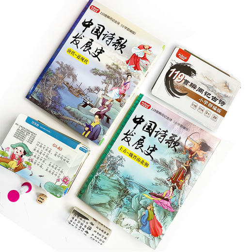 《30秒瞬间记古诗》小学同步部编版 含：119首古诗+古诗发展史2本书+古诗胶带 商品图2