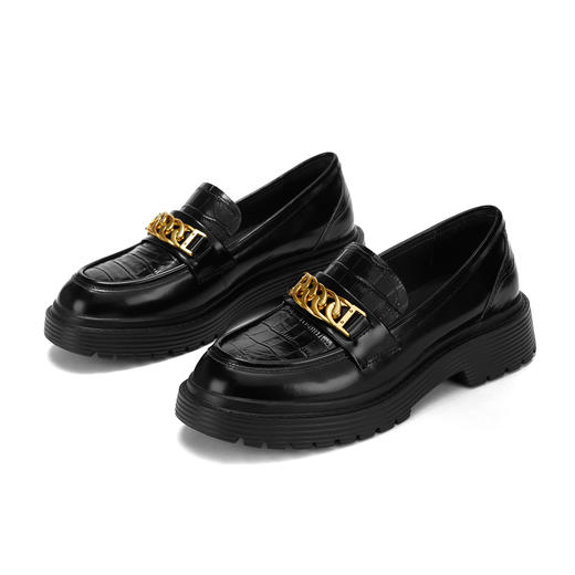 西村名物2021春季新款黑色小皮鞋JK鞋日系中跟乐福鞋制服鞋X21AM11321 商品图2