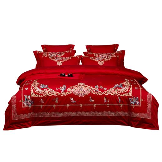利路米喜庆大红古典中国风浪漫婚庆六件套百子戏春 商品图3