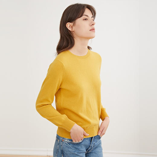 METTE羊绒世家21年早春新品女士100%山羊绒衫内搭圆领针织薄毛衣 商品图6