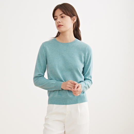 METTE羊绒世家21年早春新品女士100%山羊绒衫内搭圆领针织薄毛衣 商品图7