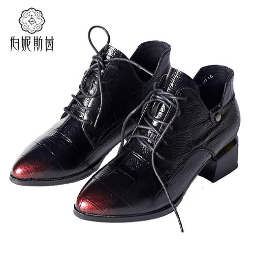 100%皮红色高帮皮鞋 3X6711 商品图1