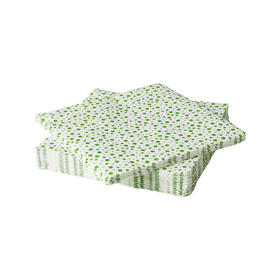 IKEA 宜家 INBJUDEN 因尤登 餐巾纸 白色/绿色 33x33 厘米