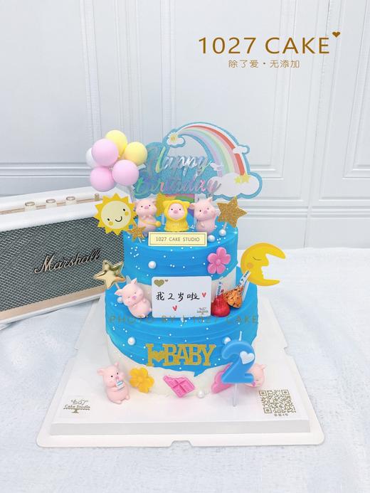 1027CAKE |   蓝色色系  猪猪蛋糕 超级可爱  双层 商品图1