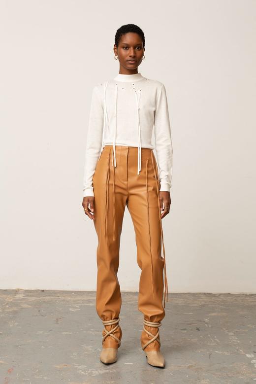 Palmer Harding 焦糖色系绳皮质直筒裤 商品图1