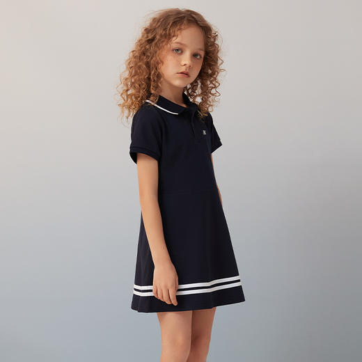 【纯棉Polo领连衣裙】童装21春夏新品中长款短袖连衣裙 商品图3