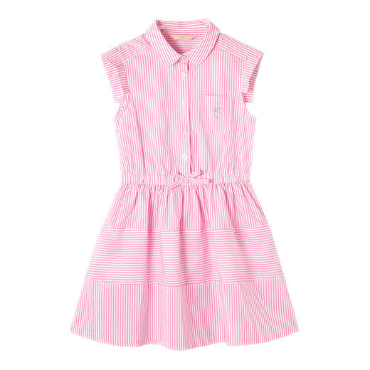 【纯棉条纹连衣裙】21夏女童Polo领短袖连衣裙甜美蝴蝶结条纹裙子 商品图7