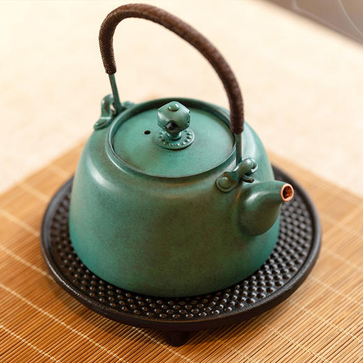 朱炳仁丨欢喜壶 铜壶 280ml 茶具套组 1壶1琴炉1葫芦香插 配壶垫壶叉      商品图0