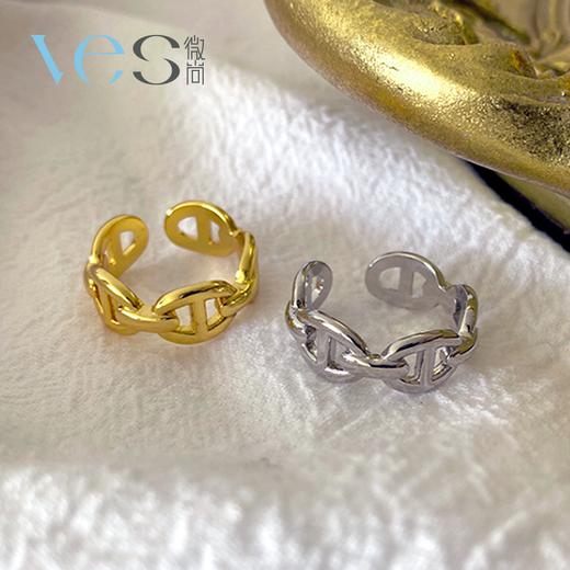 猪鼻子冷淡风开口合金戒指 商品图0