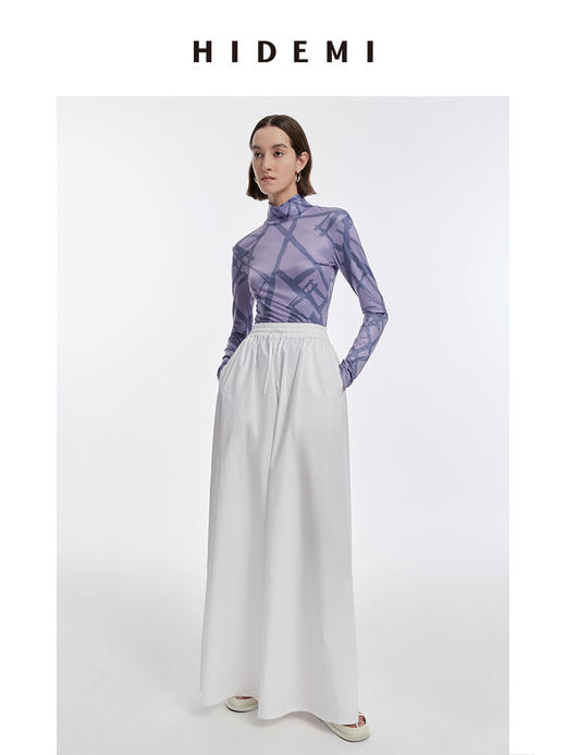 HIDEMI 几何印花弹力打底上衣 蓝⻩/紫灰 商品图6