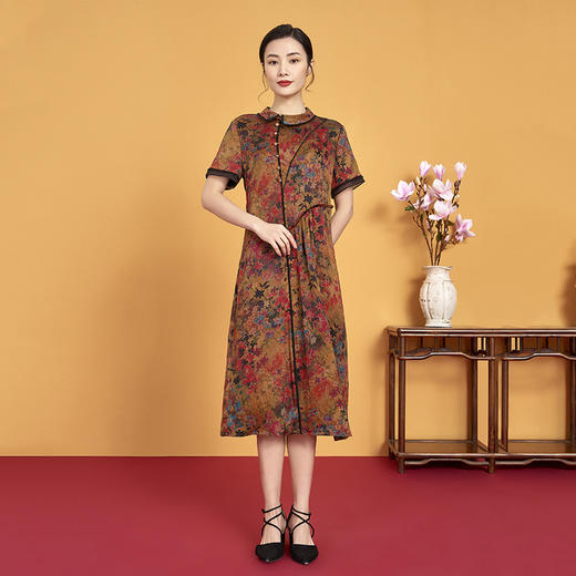 上海旗袍厂XT-CT20-305气质优雅女式复古女裙连衣裙 商品图3