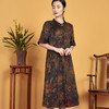 上海旗袍厂XT-CT20-308-1大码碎花真丝连衣裙夏季印花国风长裙 商品缩略图2