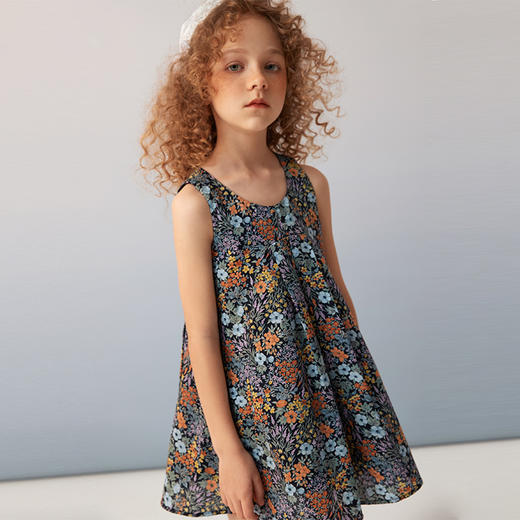 【纯棉碎花连衣裙】夏季童装新品女宝碎花连衣裙纯棉无袖中长款裙子 商品图2