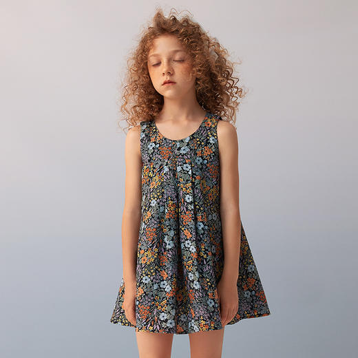 【纯棉碎花连衣裙】夏季童装新品女宝碎花连衣裙纯棉无袖中长款裙子 商品图4