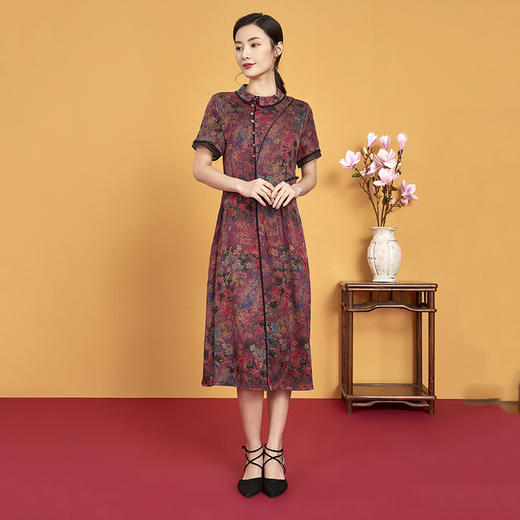 上海旗袍厂XT-CT20-305气质优雅女式复古女裙连衣裙 商品图2