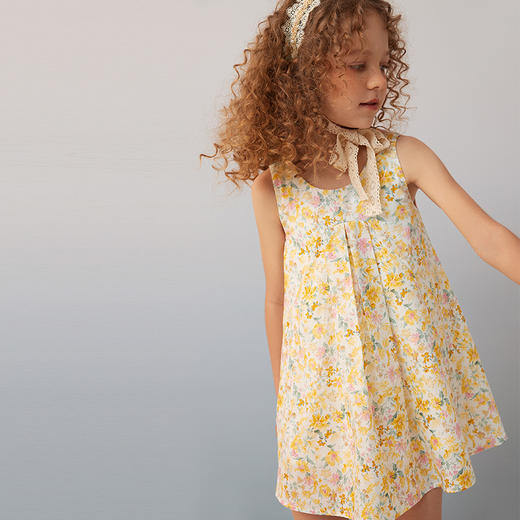 【纯棉碎花连衣裙】夏季童装新品女宝碎花连衣裙纯棉无袖中长款裙子 商品图3