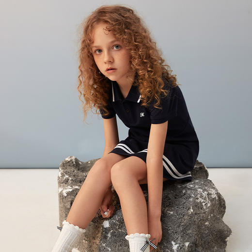 【纯棉Polo领连衣裙】童装21春夏新品中长款短袖连衣裙 商品图2