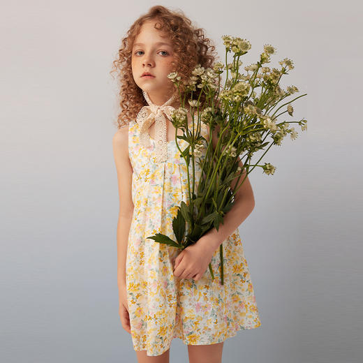 【纯棉碎花连衣裙】夏季童装新品女宝碎花连衣裙纯棉无袖中长款裙子 商品图1