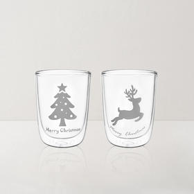 心想甄选 圣诞双层玻璃杯