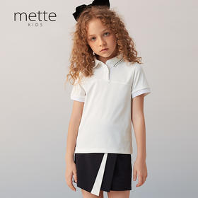 【弹力亲肤速干POLO衫】21年夏季新品女童薄款Polo衫短袖白色上衣
