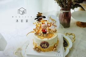 金色祝寿主题蛋糕