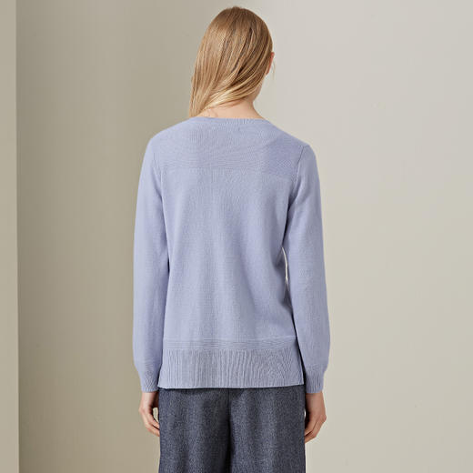 羊绒世家2021早春新款圆领100%山羊绒衫女时尚不对称内搭保暖毛衣 商品图8