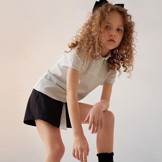 【弹力亲肤速干POLO衫】21年夏季新品女童薄款Polo衫短袖白色上衣 商品图1