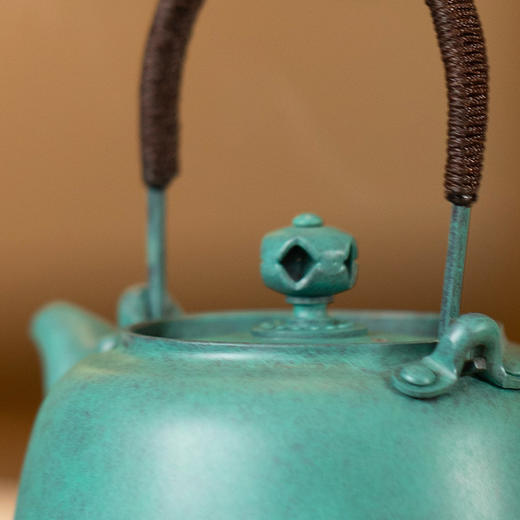 朱炳仁丨欢喜壶 铜壶 280ml 茶具套组 1壶1琴炉1葫芦香插 配壶垫壶叉      商品图4