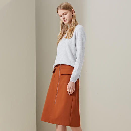 羊绒世家2021早春新款圆领100%山羊绒衫女时尚不对称内搭保暖毛衣 商品图4