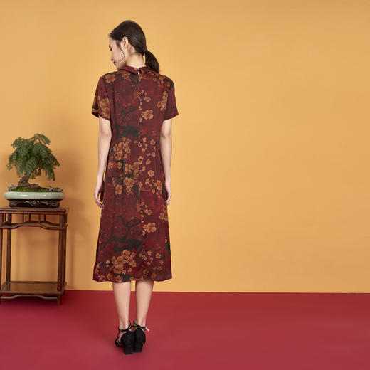 上海旗袍厂XT-CT20-310-1珍珠国风复古缎香云纱 印花真丝纱裙 商品图2