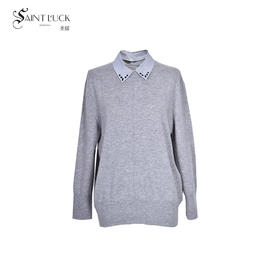 SAINT L’UCK/圣媛女装 休闲衬衫领羊绒毛衫SA419M01