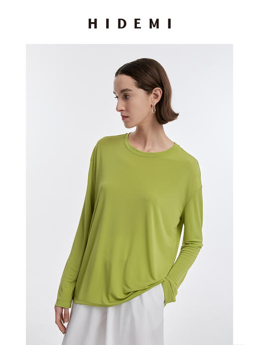 HIDEMI 呼吸感套装  长袖T恤/百褶裙 牛油果绿/夜空蓝 商品图4