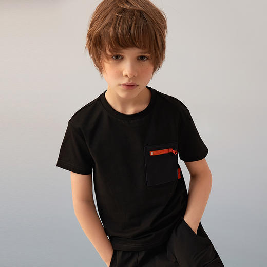 【精纺纯棉t恤】童装撞色短袖T恤男童2021夏新款休闲百搭上衣 商品图2