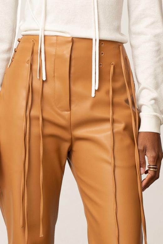Palmer Harding 焦糖色系绳皮质直筒裤 商品图5