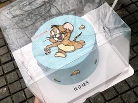 手绘杰瑞猫和老鼠奶油生日蛋糕