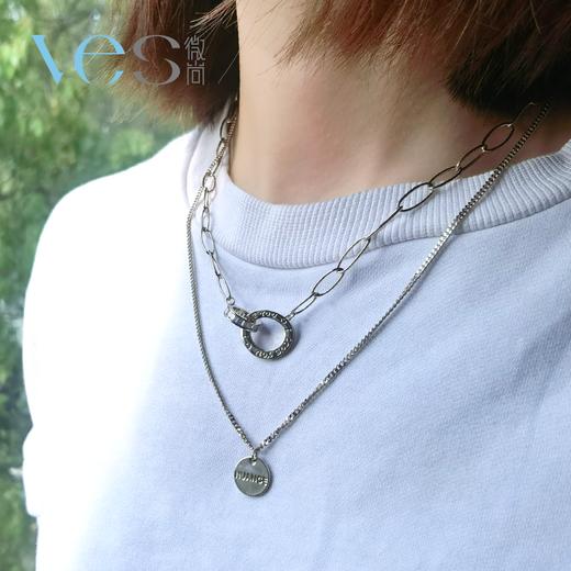 不规则圆牌双层叠戴合金项链 商品图3