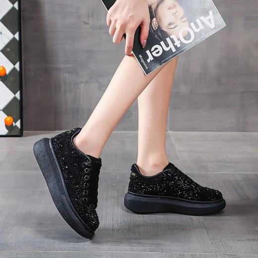 LN-J155新款韩版时尚圆头水钻系带松糕厚底休闲鞋 商品图0