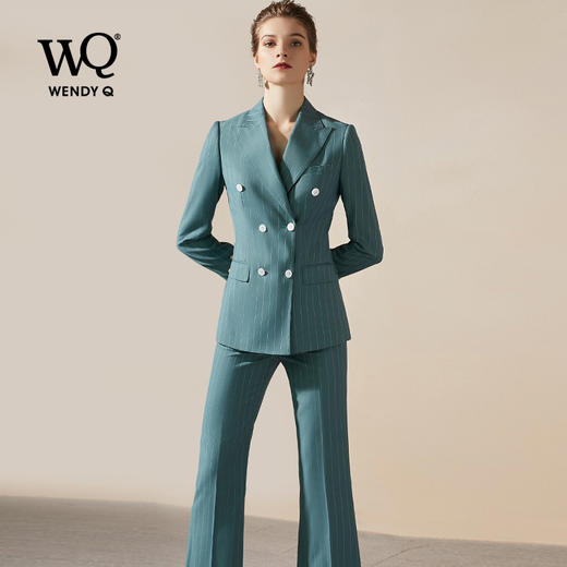 IWY/高端时尚总裁蓝色西装套装气质洋气青果领西服商务正装套裤203126C1+P3 商品图2