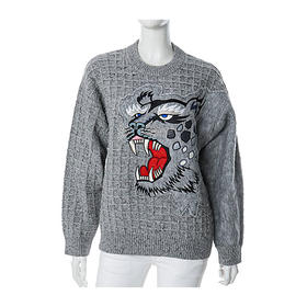 KENZO 高田贤三 女士大豹头毛衣 灰色 FB52 PU542 3AE 95