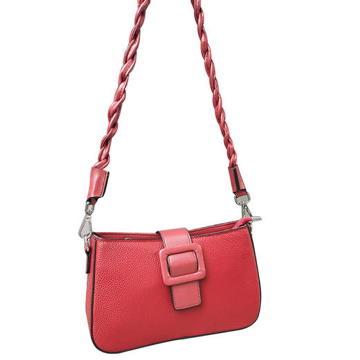 SL-755单肩腋下包头层牛皮女包2021新款春夏斜挎包麻花编织肩带马鞍包包 商品图4