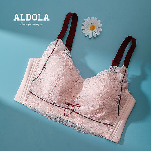 雅黛丽文胸全罩杯蕾丝无钢圈薄模杯大胸显小文侧收调整胸罩 商品图0