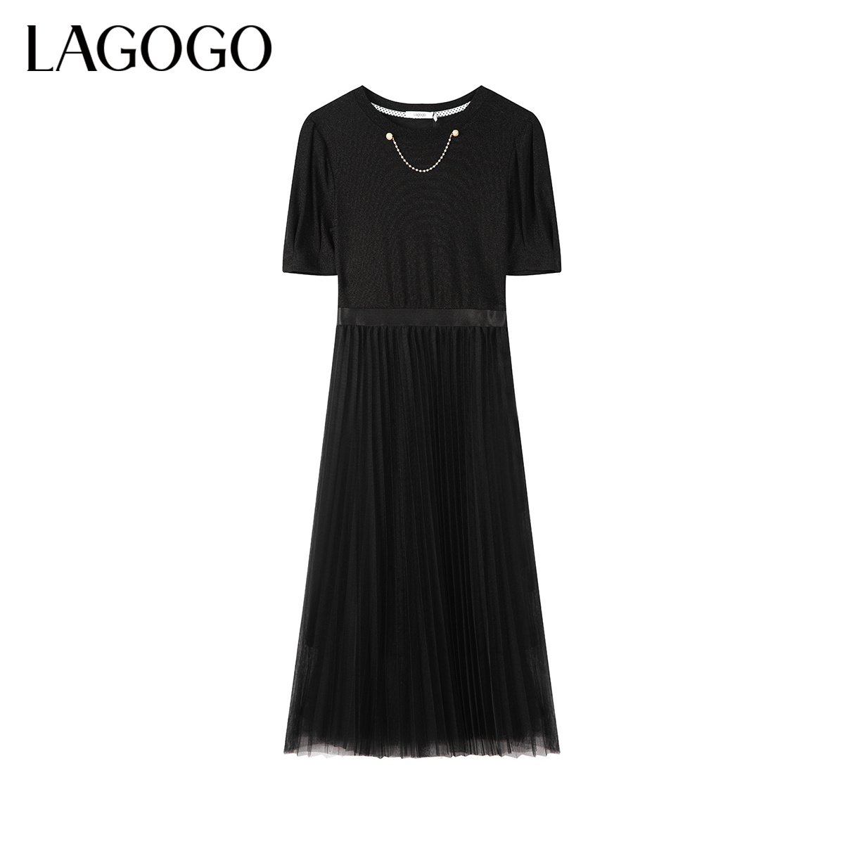 Lagogo拉谷谷2021新款松紧高腰连衣裙女KALL353B61