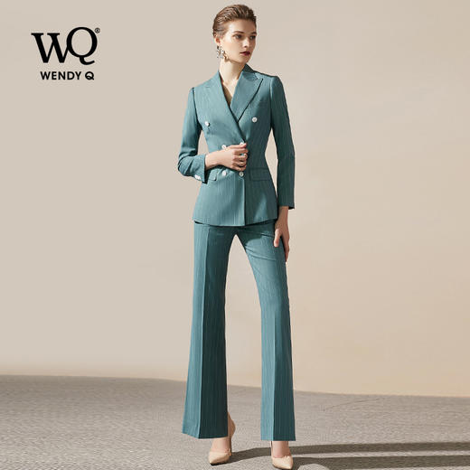 IWY/高端时尚总裁蓝色西装套装气质洋气青果领西服商务正装套裤203126C1+P3 商品图1