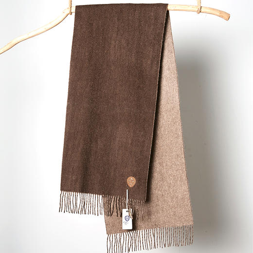 【牦牛本色】100%牦牛绒双色双面围巾（深牦牛原色＋浅牦牛原色）藏式喜马拉雅风 商品图0